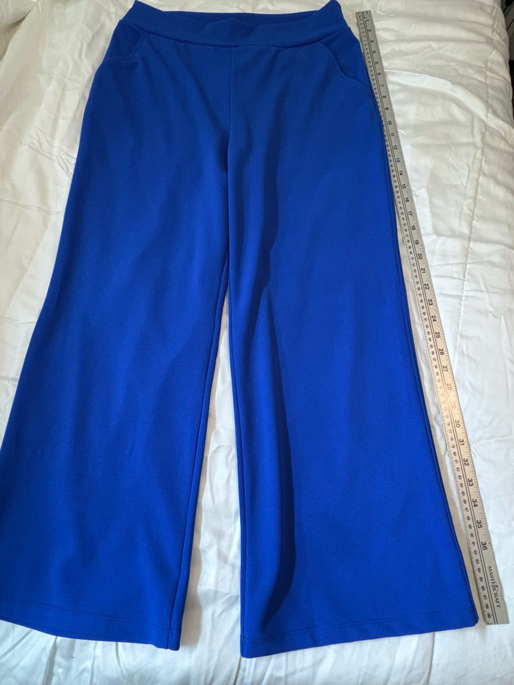 🇨🇦 KIM & CO. Royal Blue Ponte Crepe Wide Leg Pants Petite L NWT